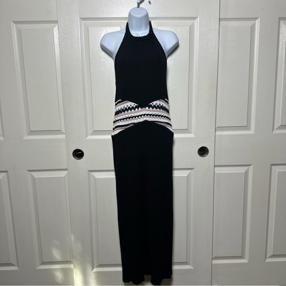 Ramy Brook Women's Medium Black Haidyn Halter Knit Crochet Maxi Summer Dress - Picture 1 of 15